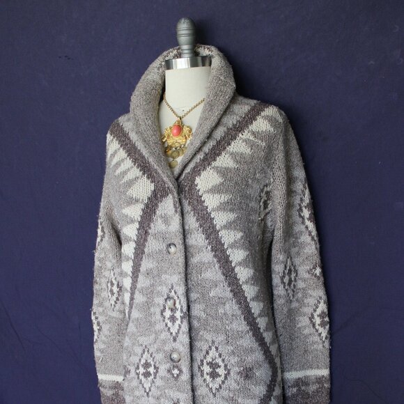 Ralph Lauren Polo RRL Wool Silk Hand Knit Aztec Southwestern cardigan sweater M - Picture 3 of 10